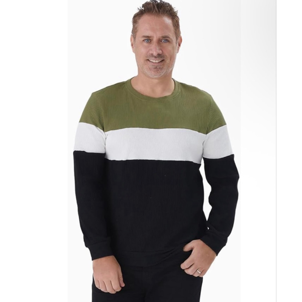 NEW PATPAT Men Long Sleeve Olive Color block Family Matching L $40